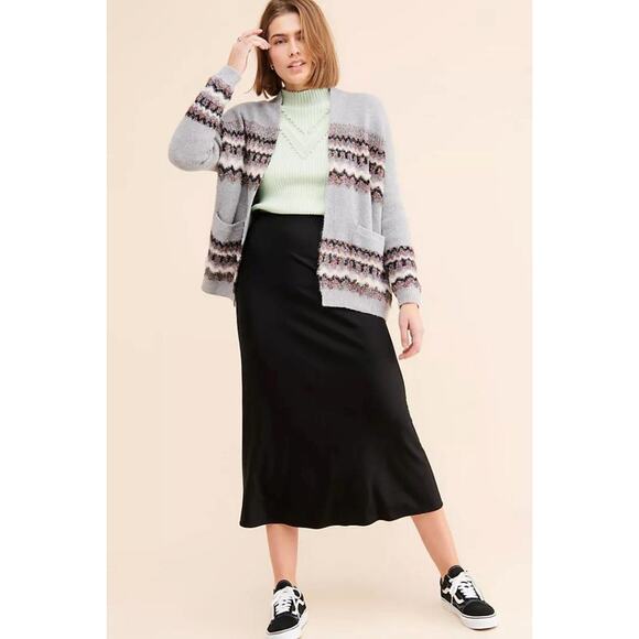 Anthropologie Sweaters - nwt by ANTHROPOLOGIE RAIN+ROSE gray sparkly fringy INTARSIA cardigan